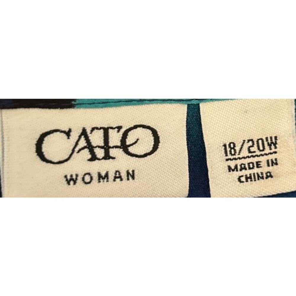 Cato Women's Black Teal Blue Sheer Tie Waist Blouse/Cover Up Size 18/20W - Picture 3 of 5